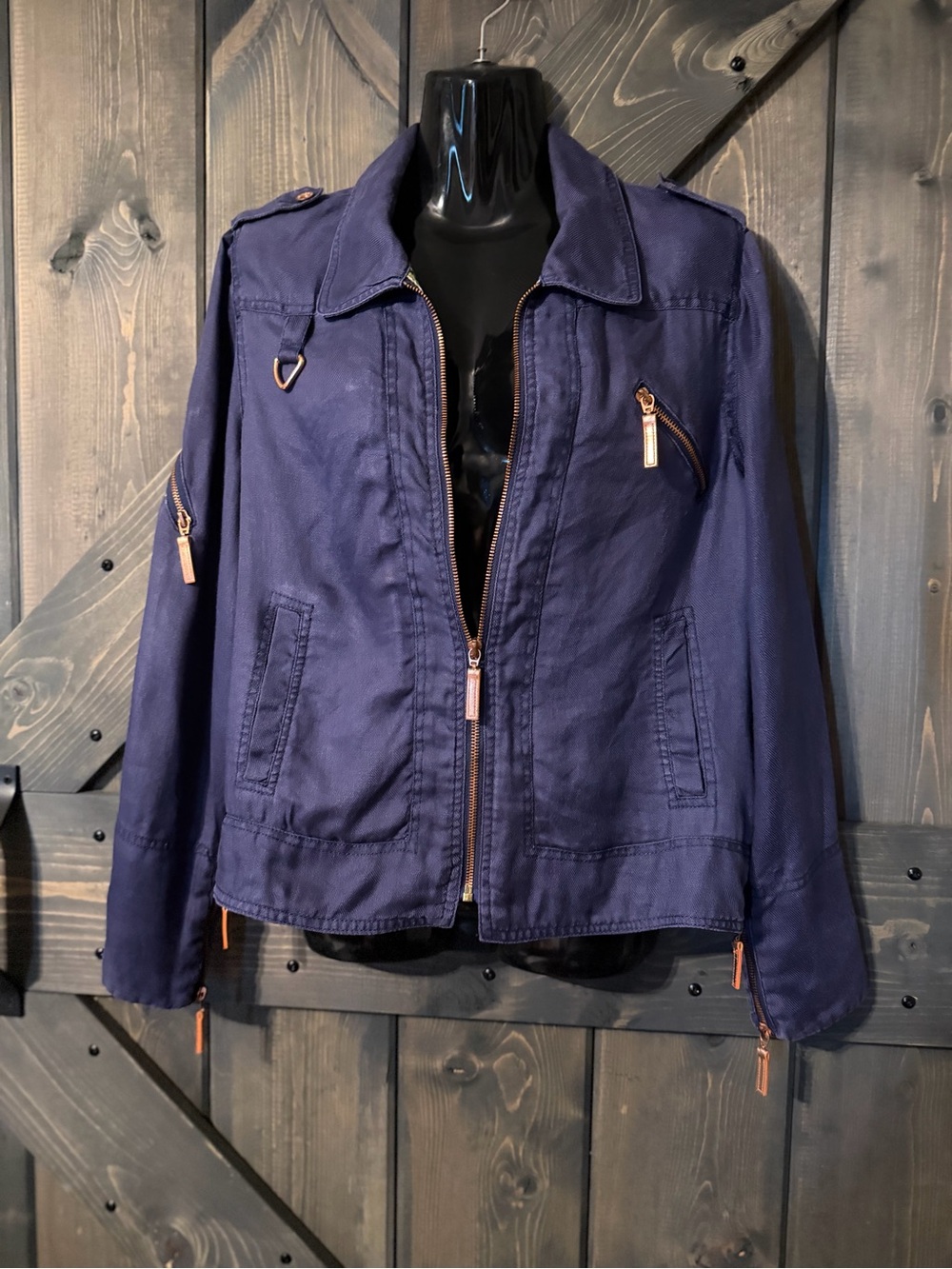 Workers for Freedom Vintage Navy Utility Jacket with Zip Pockets